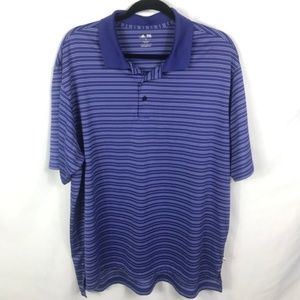 adidas Golf Striped Polo Shirt, Blue Moisture Wick